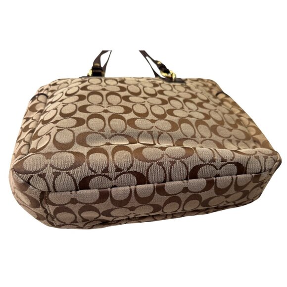 Coach‎ Brown Signature Canvas Tote Bag W/ Leather Handles & Gold-Tone Hardware - Picture 5 of 7
